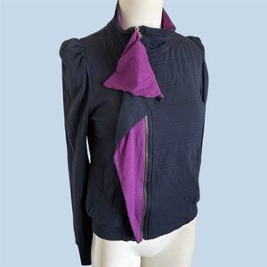 Vintage Y2K Marc by Marc Jacobs Navy Purple Draping Lapel Jacket Sz S